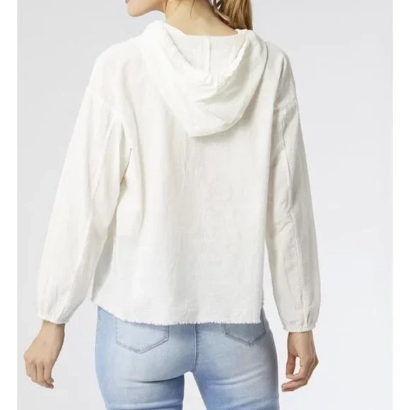 COCO + Carmen Archer Hooded Pouch Pocket Pullover Top NWT Beige Small/Medium - Picture 2 of 2